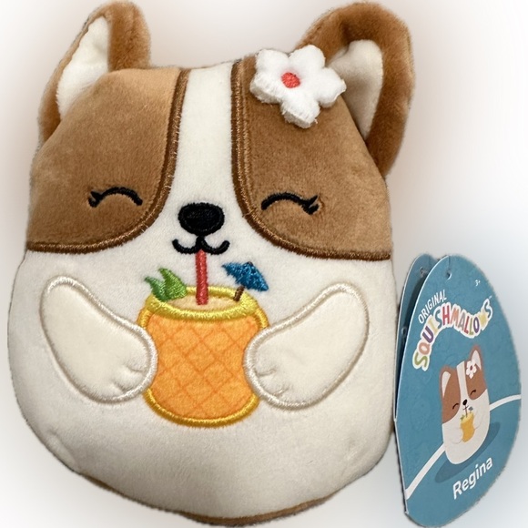 Nwt 🐶🍹5" Regina the Corgi Dog with Pineapple Drink Squishmallows - Picture 1 of 4